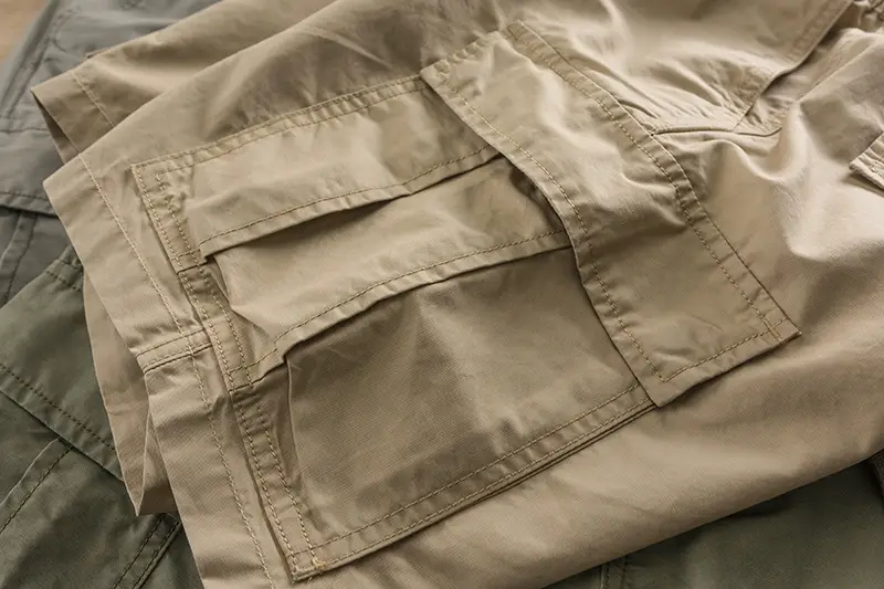 Men's Khaki Stretch Waist Shorts with 4 Pocket Drawstring — feature 5