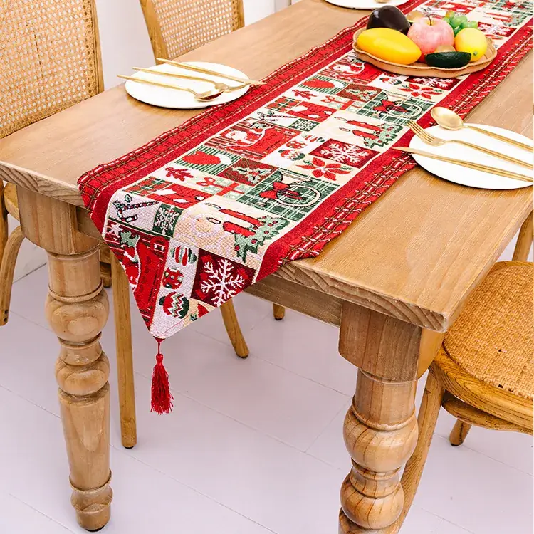 Red Christmas Table Runner Decor for Home - Image 11
