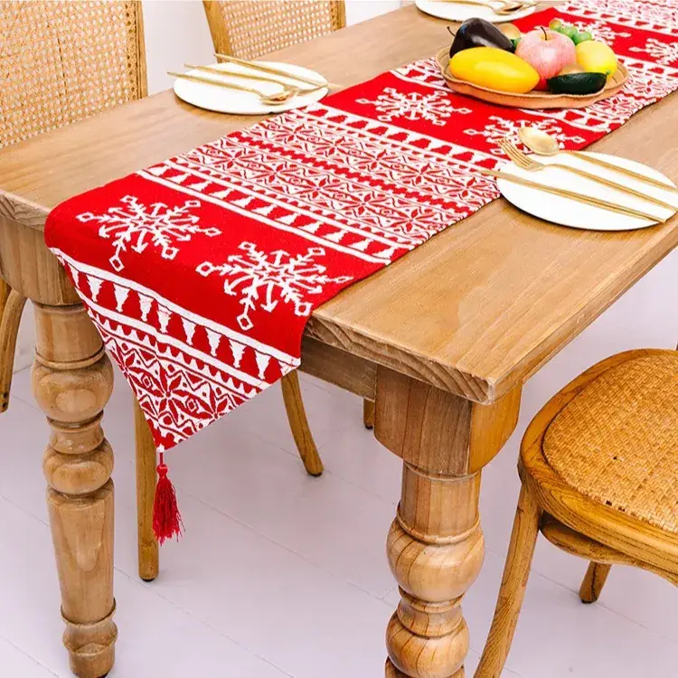 Red Christmas Table Runner Decor for Home - Image 13