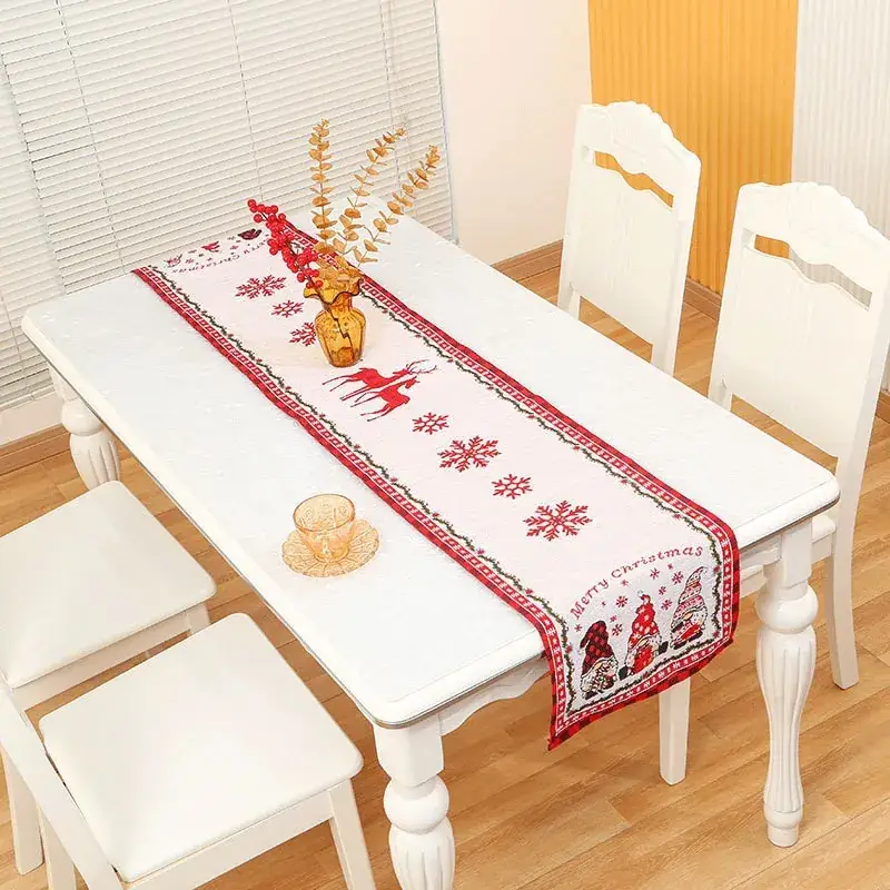 Red Christmas Table Runner Decor for Home - Image 9