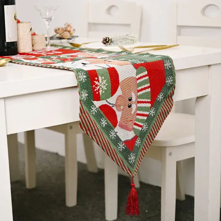 Red Christmas Table Runner Decor for Home - Image 4