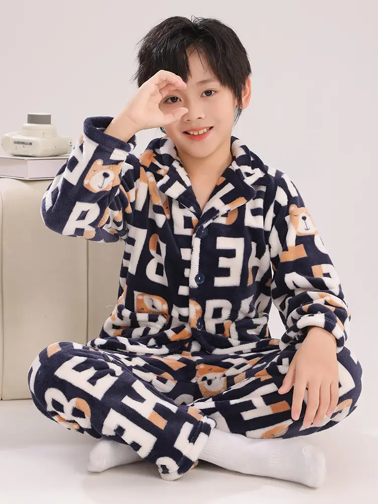 Girls Unicorn Pajamas Winter Velvet Flannel Set