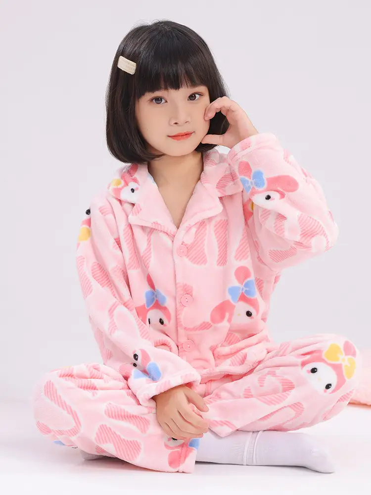 Girls Unicorn Pajamas Winter Velvet Flannel Set