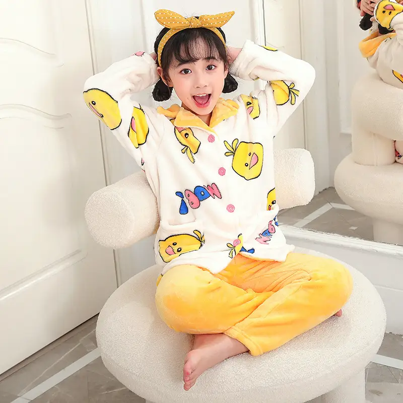 Girls Unicorn Pajamas Winter Velvet Flannel Set