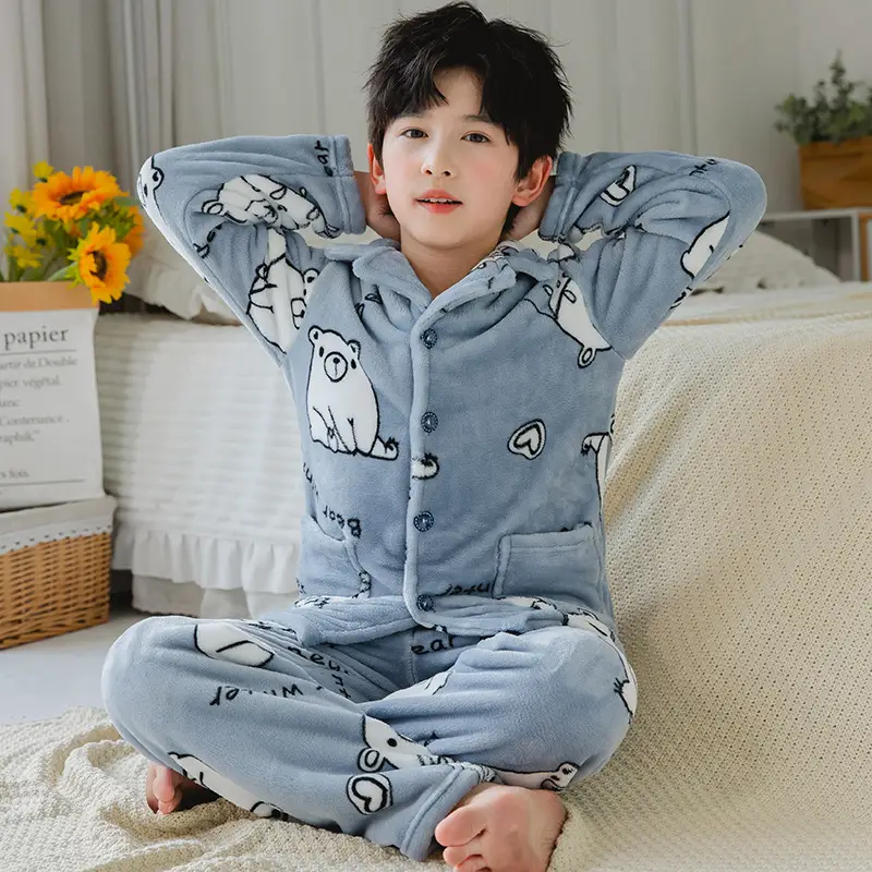 Girls Unicorn Pajamas Winter Velvet Flannel Set