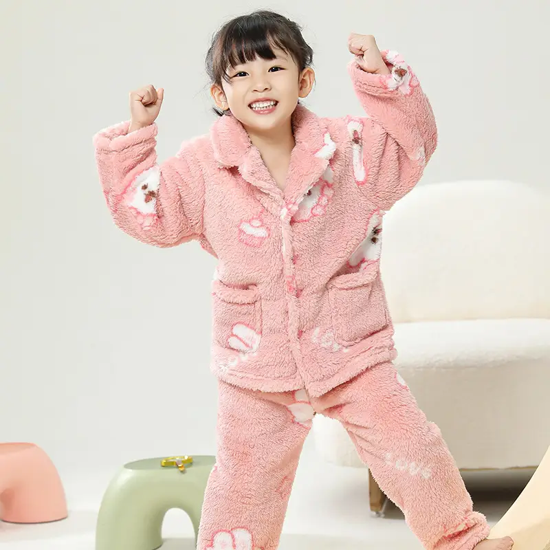 Girls Unicorn Pajamas Winter Velvet Flannel Set