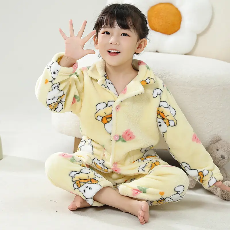 Girls Unicorn Pajamas Winter Velvet Flannel Set