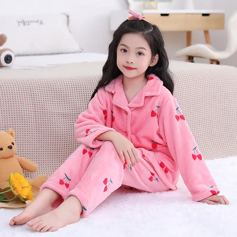 Girls Unicorn Pajamas Winter Velvet Flannel Set