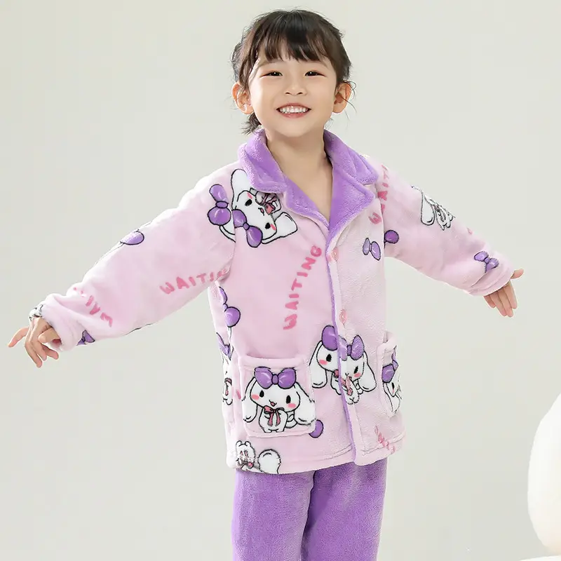 Girls Unicorn Pajamas Winter Velvet Flannel Set
