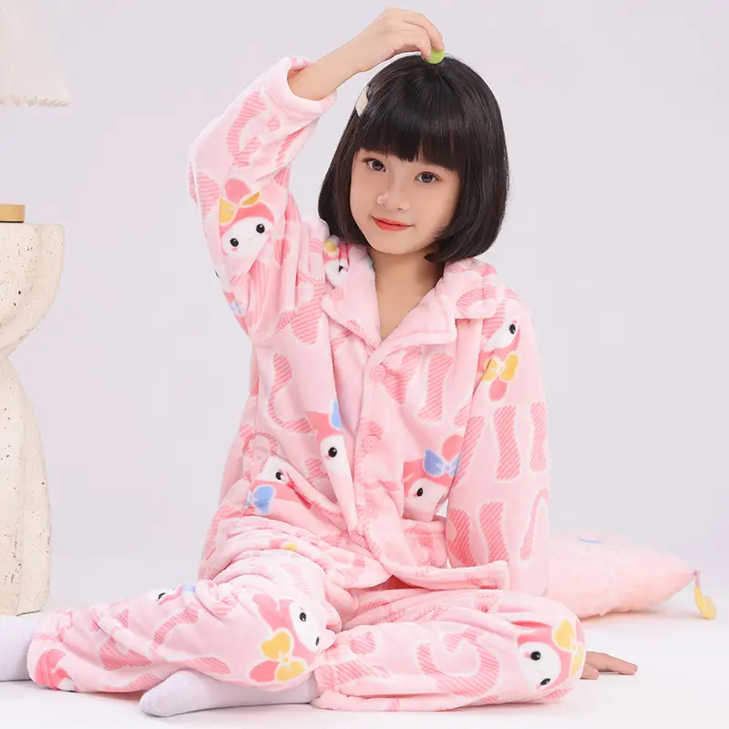 Girls Unicorn Pajamas Winter Velvet Flannel Set