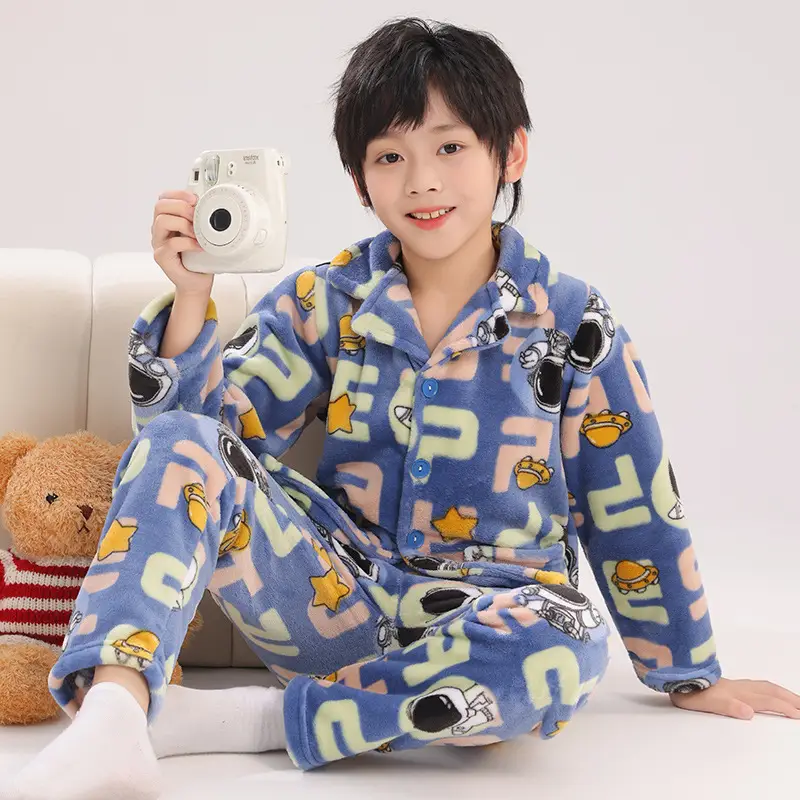 Girls Unicorn Pajamas Winter Velvet Flannel Set