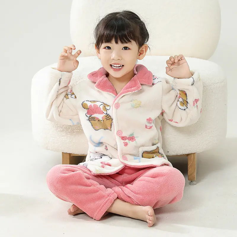 Girls Unicorn Pajamas Winter Velvet Flannel Set