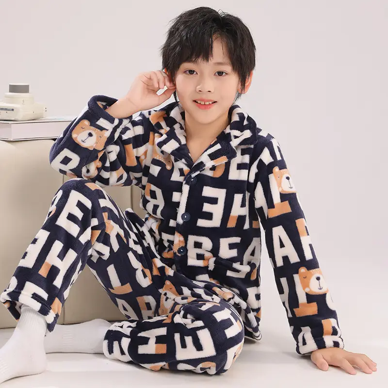 Girls Unicorn Pajamas Winter Velvet Flannel Set