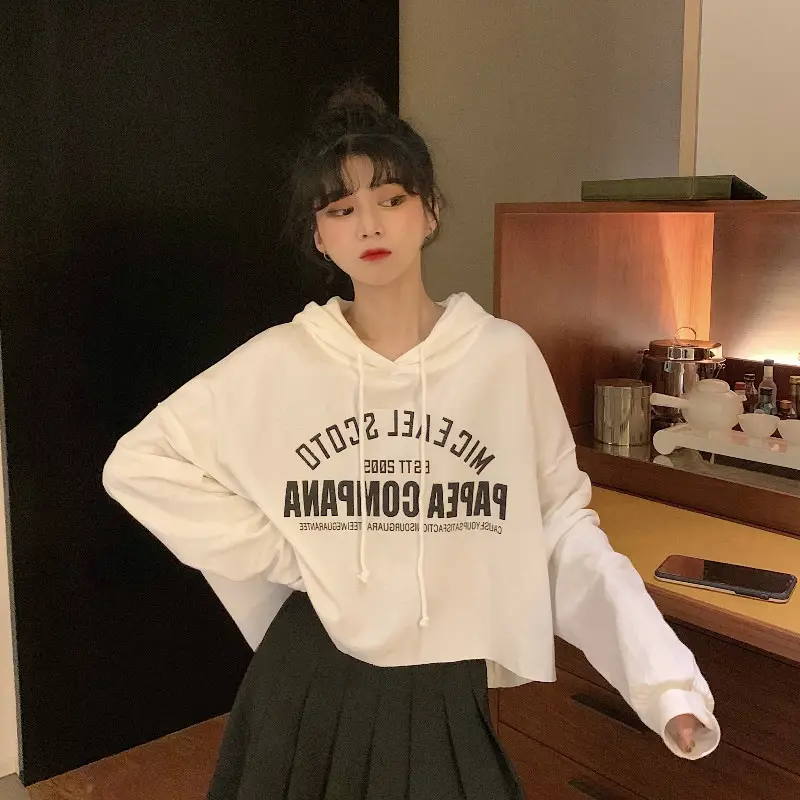 Women White Cotton Hoodie with "We Are Not Going" Print - Image 4