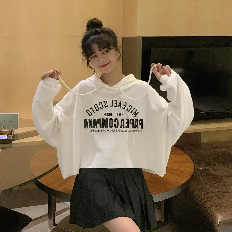 Women White Cotton Hoodie with "We Are Not Going" Print - Image 6
