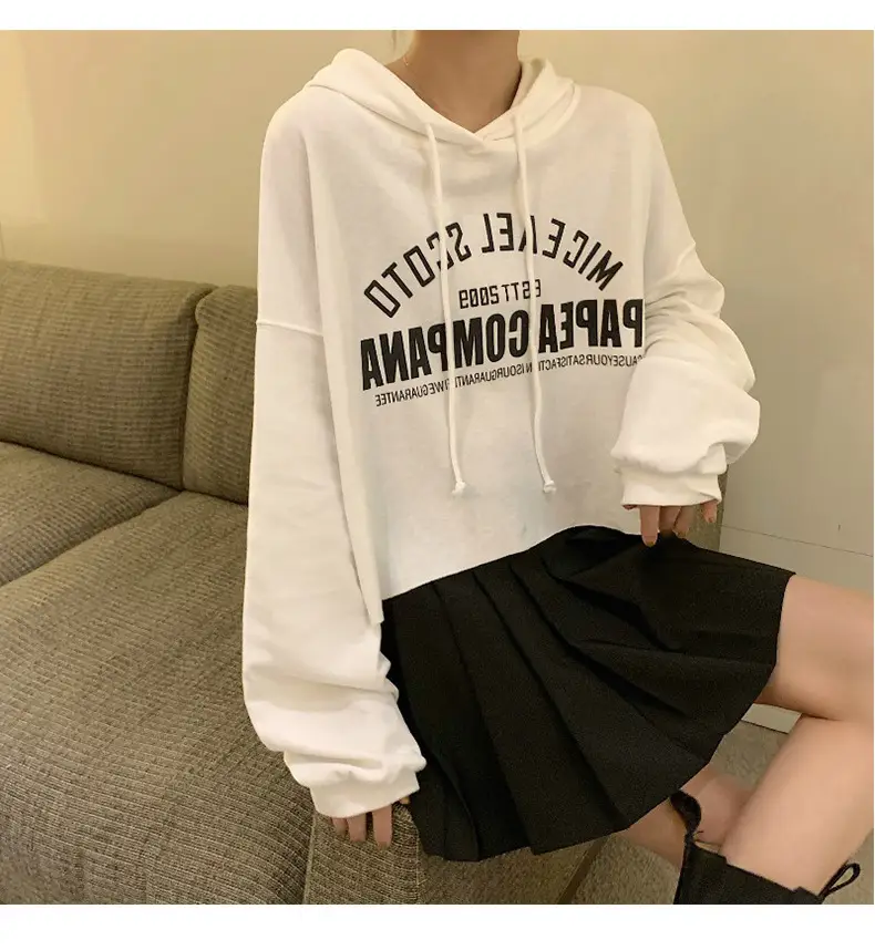 Women White Cotton Hoodie with "We Are Not Going" Print — feature 11
