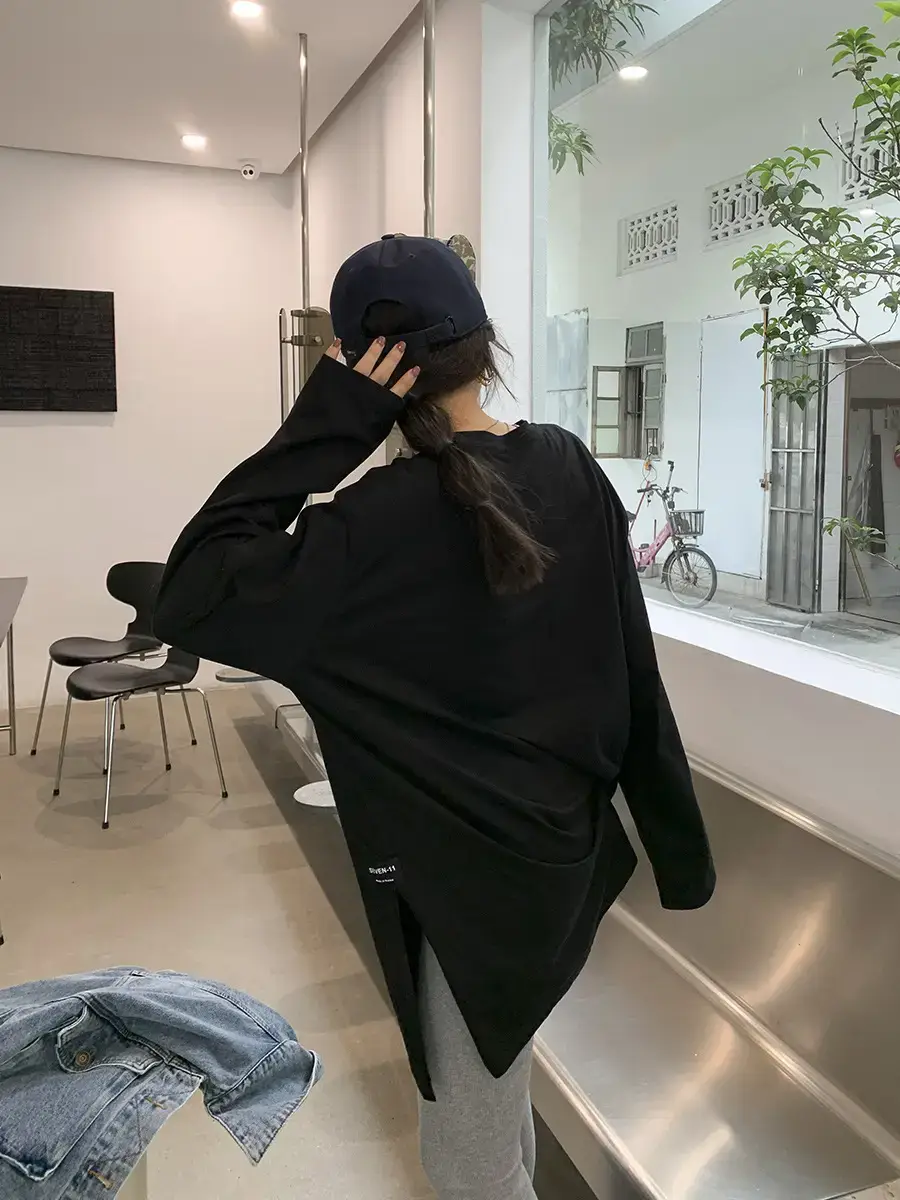 Women Korean Style Slit Long Sleeve Blouse White — feature 16