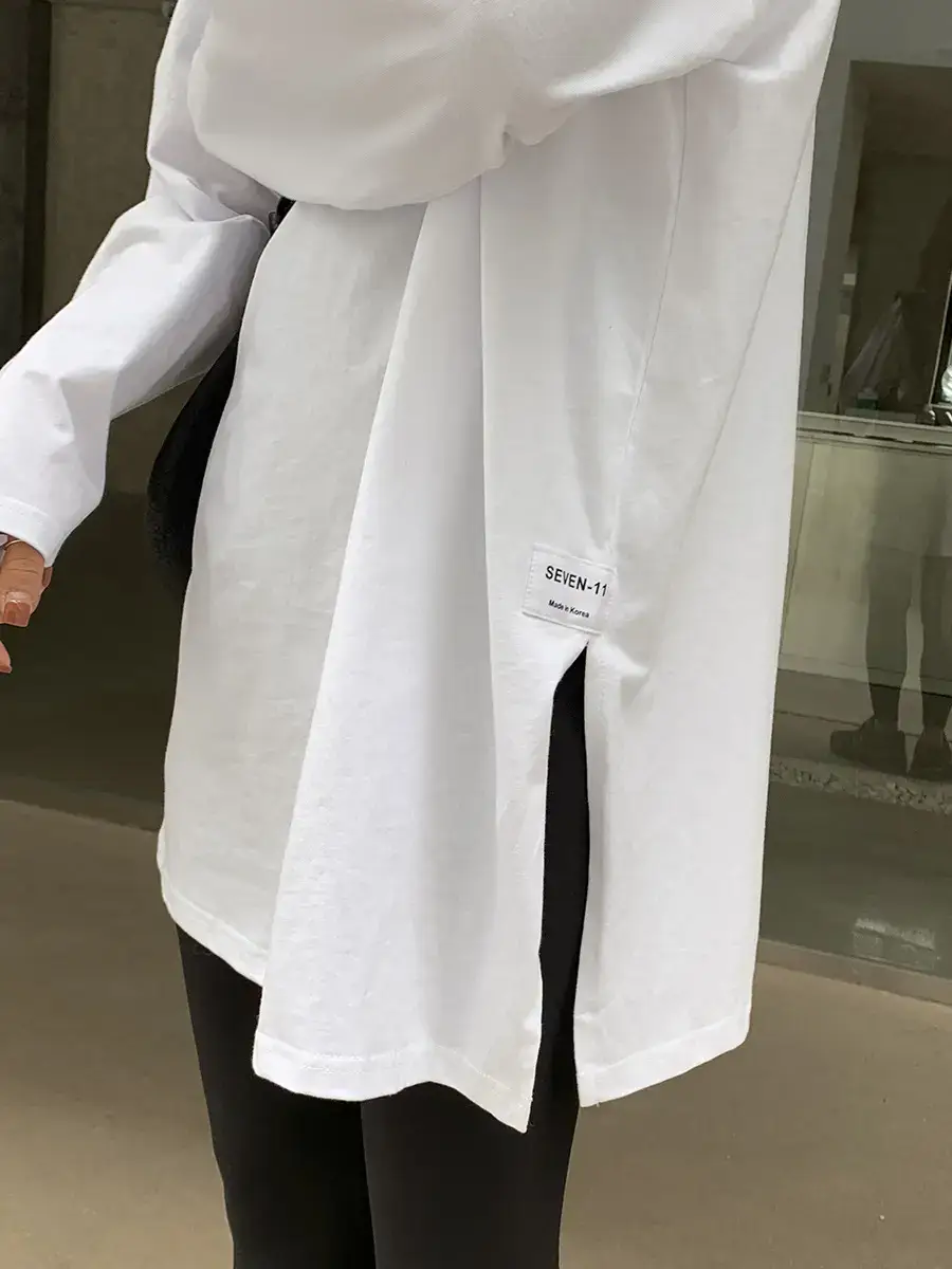 Women Korean Style Slit Long Sleeve Blouse White — feature 6