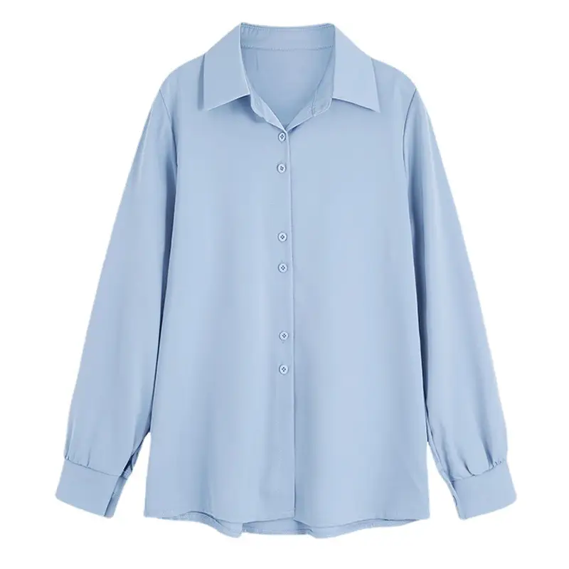 Women's Long Sleeve White V-Neck Shirt Spring Wear - Image 10