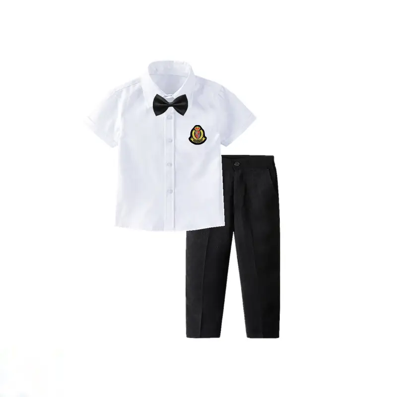 Children's Black Trousers with White Shirt Badge Suit - Image 2