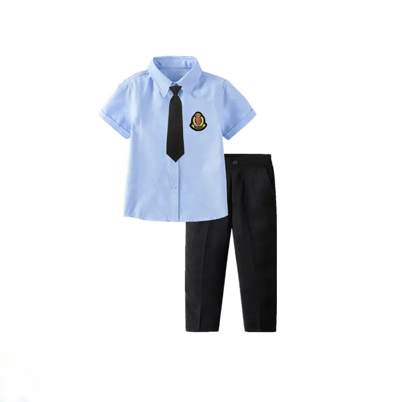 Children's Black Trousers with White Shirt Badge Suit - Image 3
