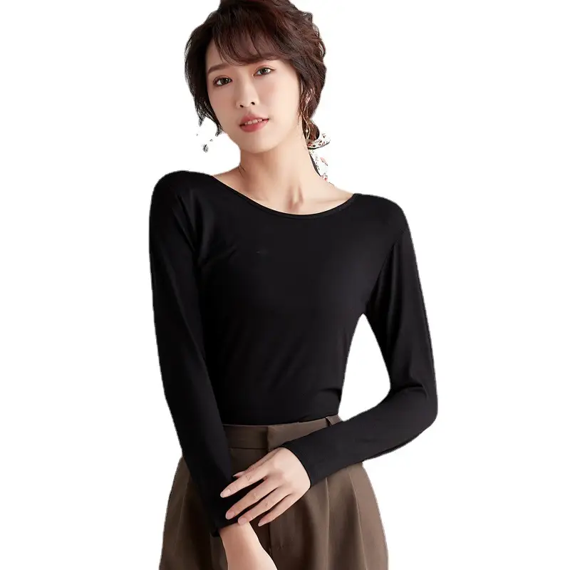 Women's Black Modal Crewneck T-Shirt Large - Image 18