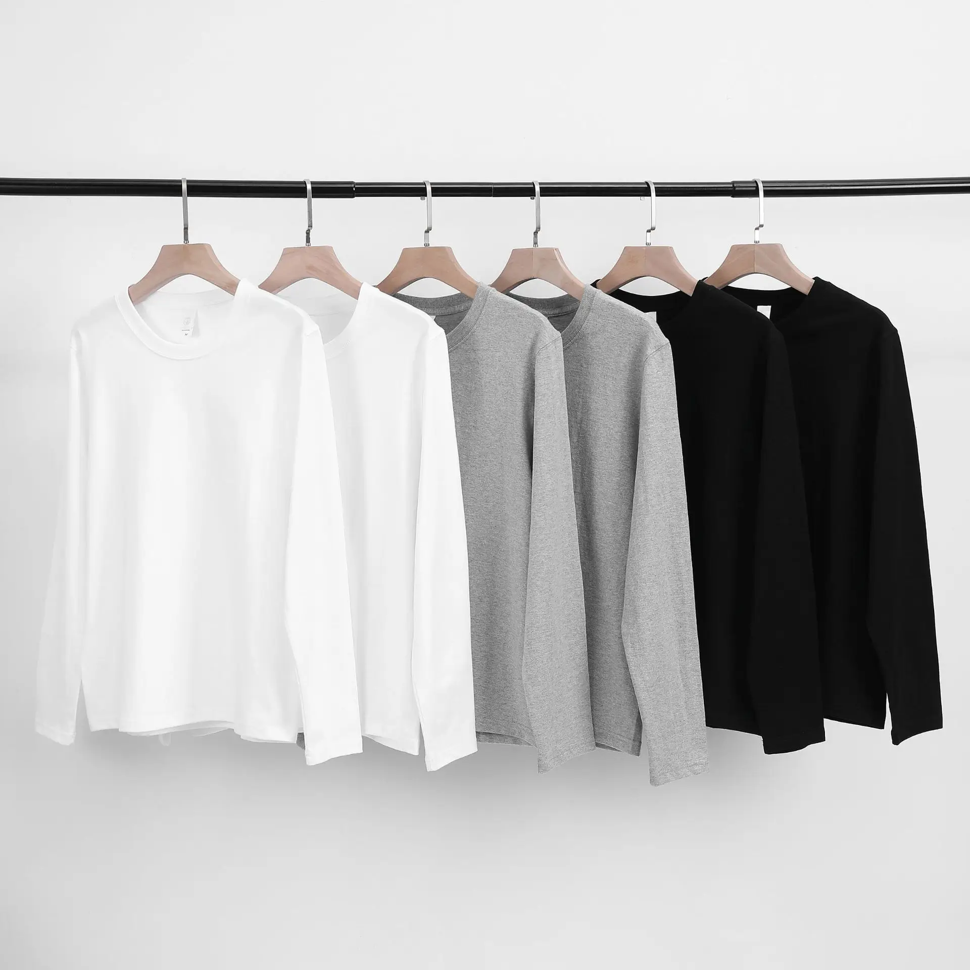 Men Long Sleeve Cotton T-Shirt Yellow Loose Solid - Image 10