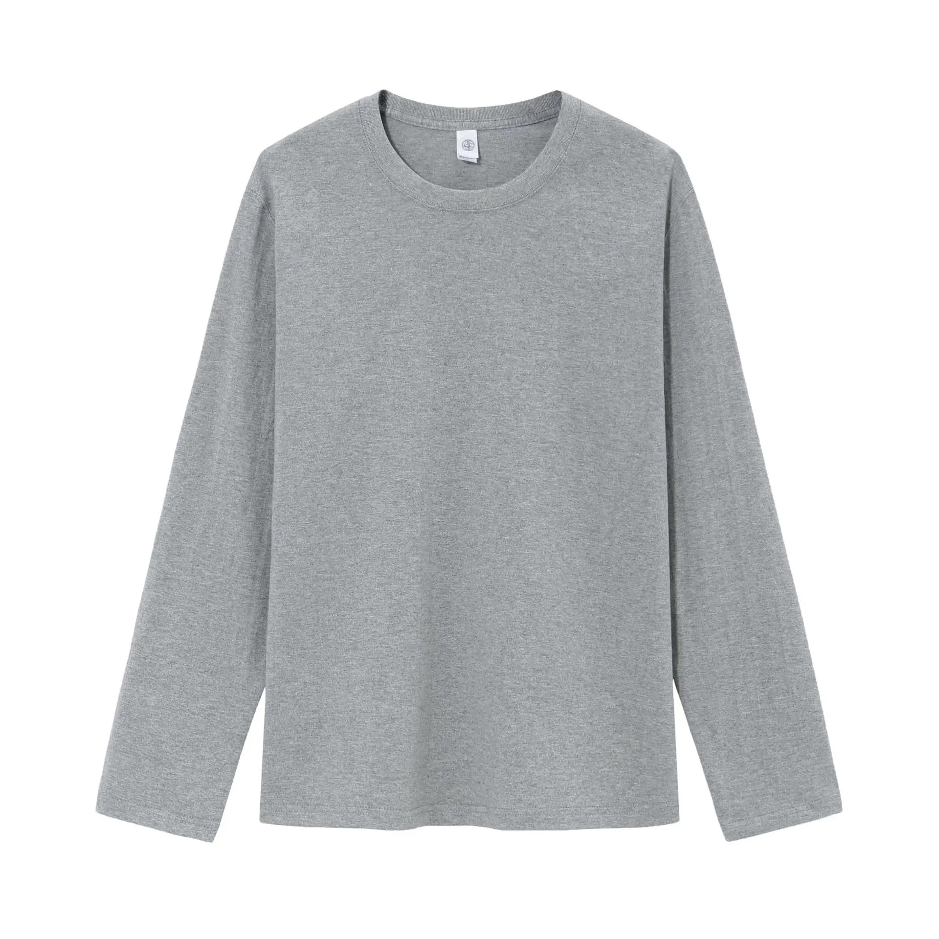 Men Long Sleeve Cotton T-Shirt Yellow Loose Solid - Image 3