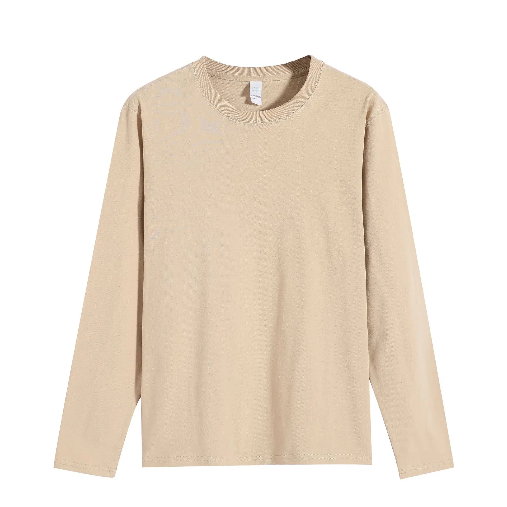 Men Long Sleeve Cotton T-Shirt Yellow Loose Solid - Image 4