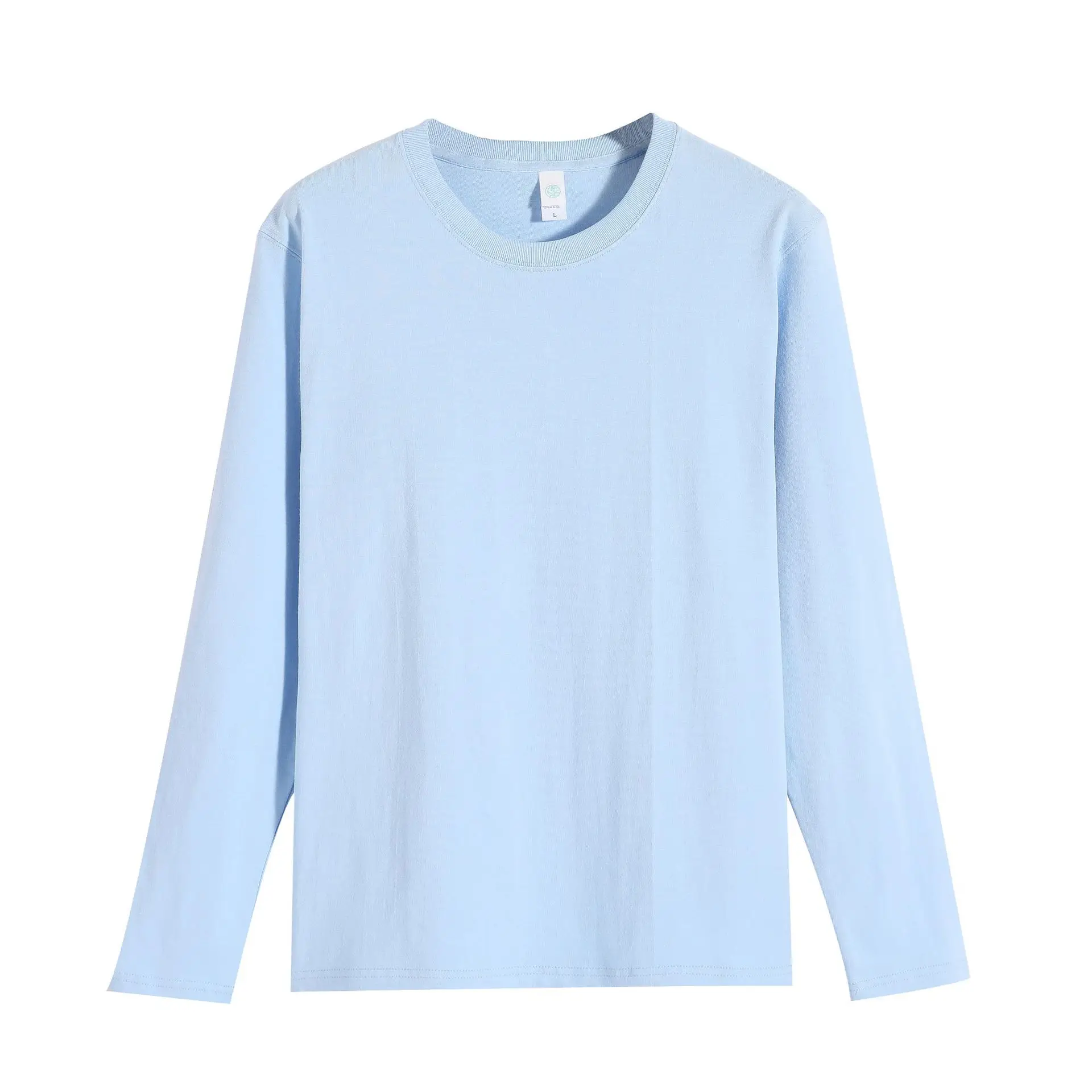 Men Long Sleeve Cotton T-Shirt Yellow Loose Solid - Image 6