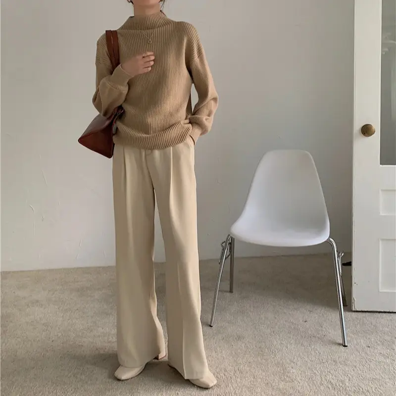 Women's 2023 Base Pile Collar Shirt Top Solid Color Slim Fit - Image 8