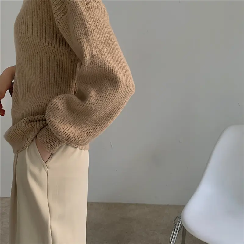 Women's 2023 Base Pile Collar Shirt Top Solid Color Slim Fit — feature 13