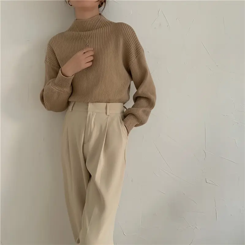 Women's 2023 Base Pile Collar Shirt Top Solid Color Slim Fit — feature 16