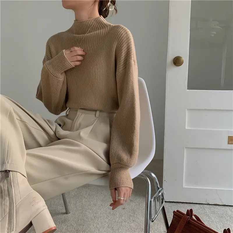 Women's 2023 Base Pile Collar Shirt Top Solid Color Slim Fit — feature 17