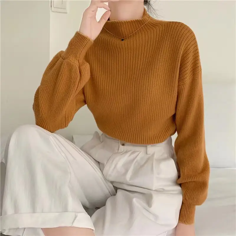 Women's 2023 Base Pile Collar Shirt Top Solid Color Slim Fit - Image 3