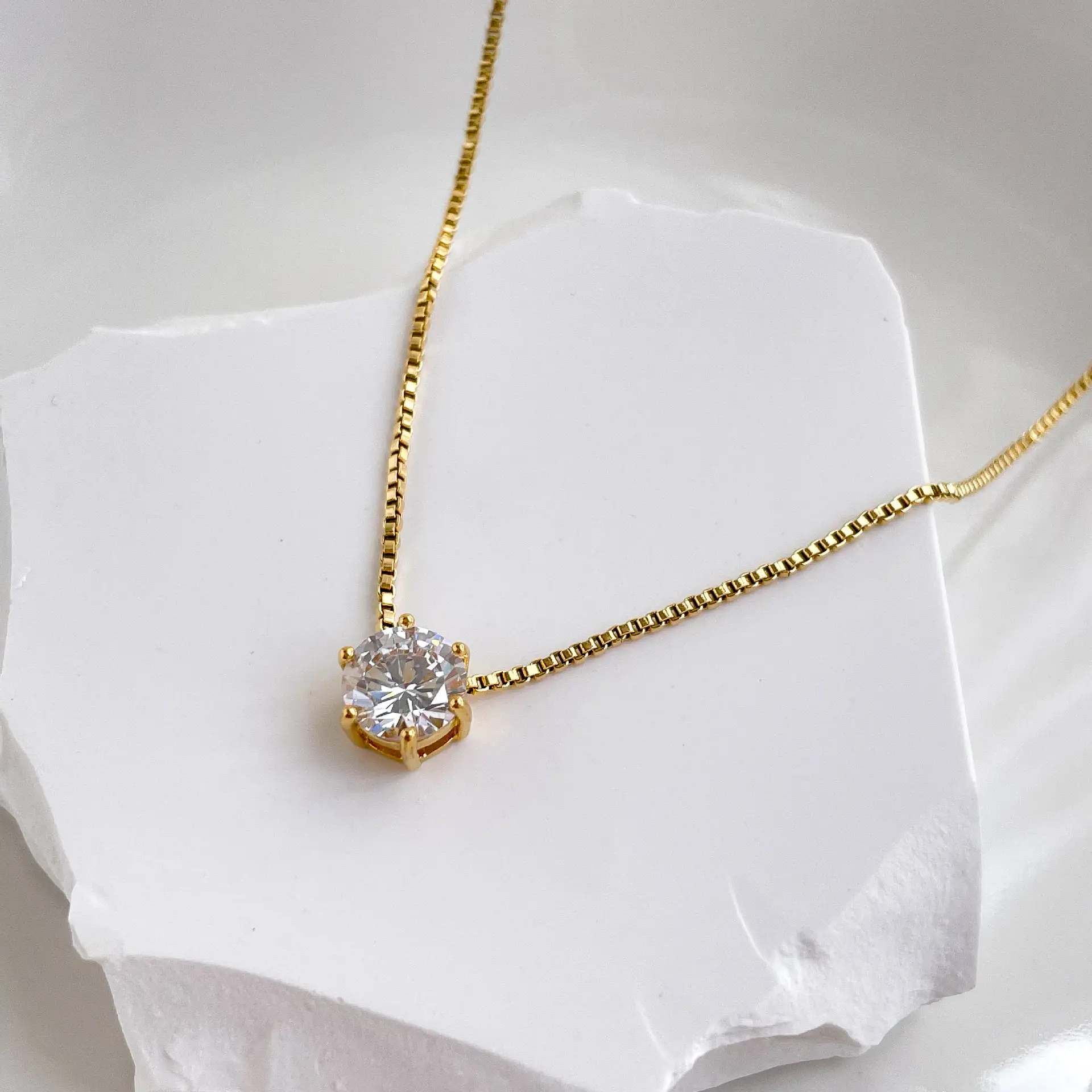 Gold One Zircon Necklace for Women - Image 3