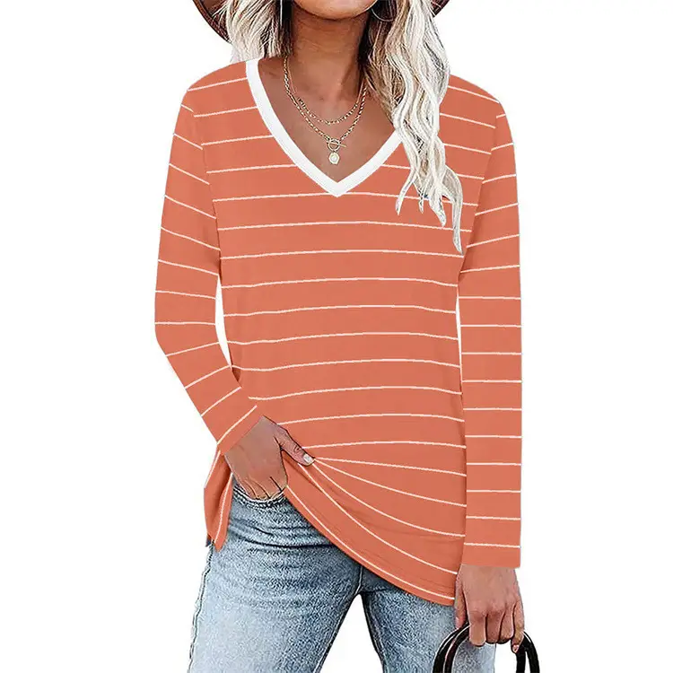 2026 Spring Women Striped V-Neck Sweatshirt - Image 4