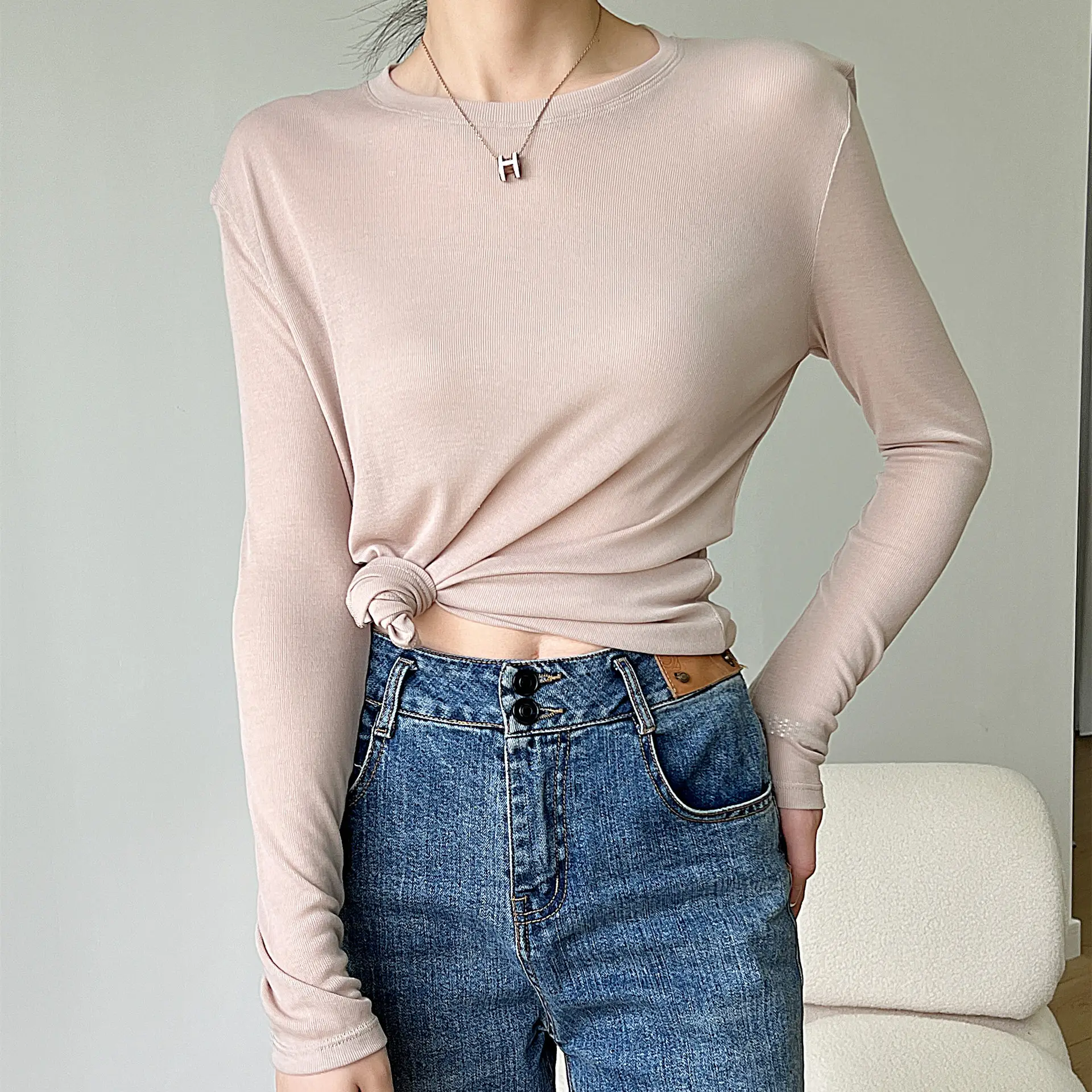 Women's Long Sleeve Silk Sunscreen Top Olive Green - Image 8