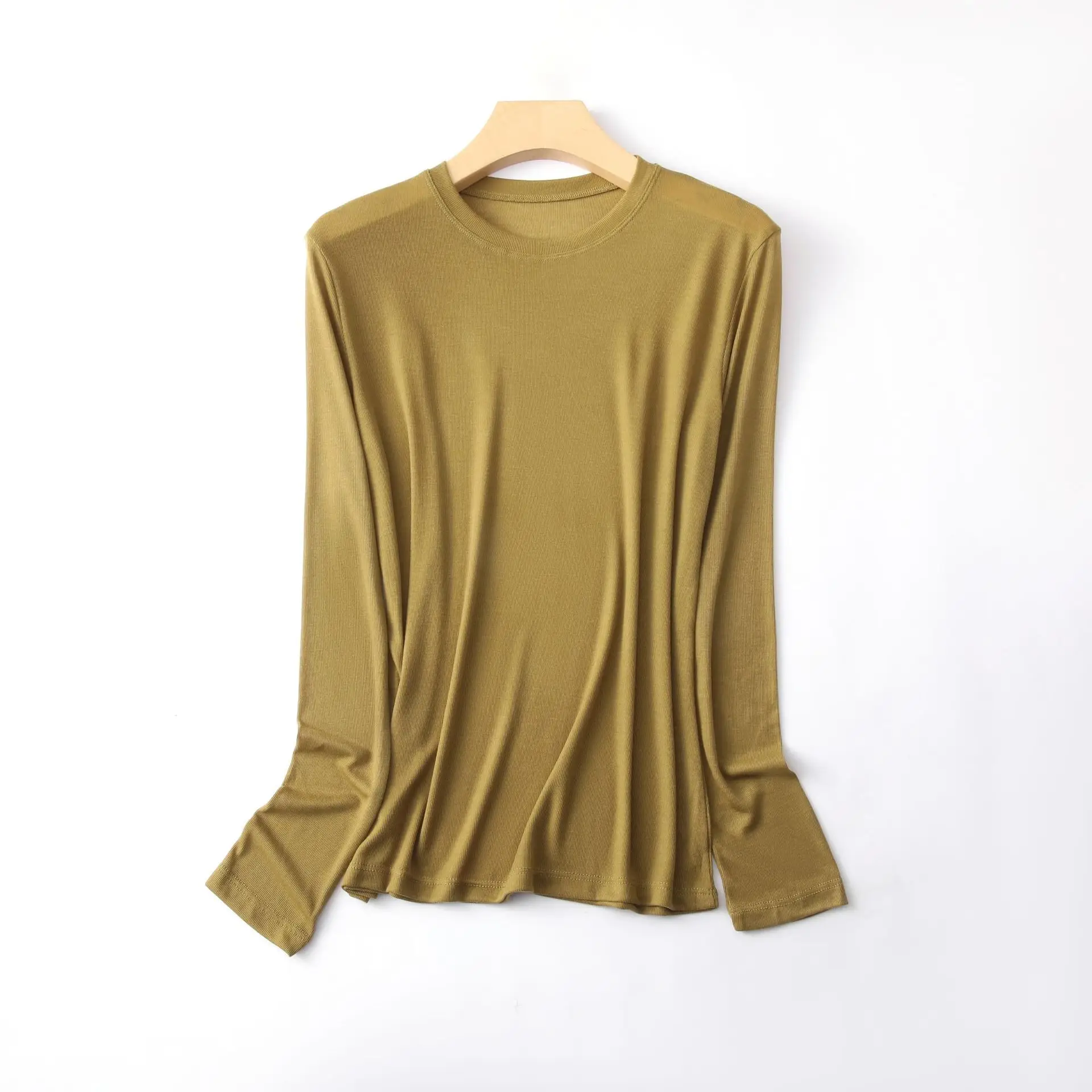 Women's Long Sleeve Silk Sunscreen Top Olive Green - Image 5