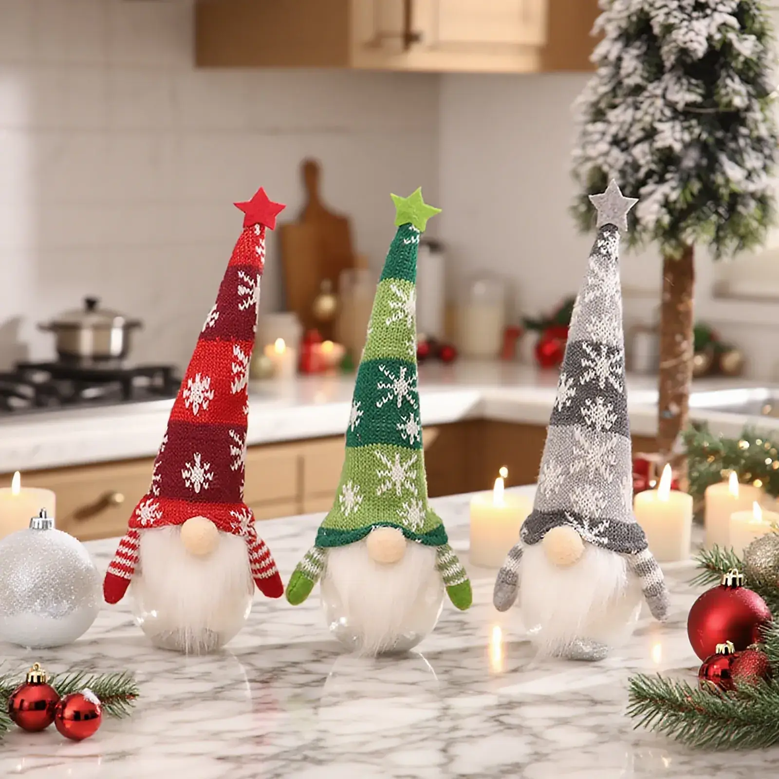 Knitted Snow Gnome Christmas Decorator Small - Image 5
