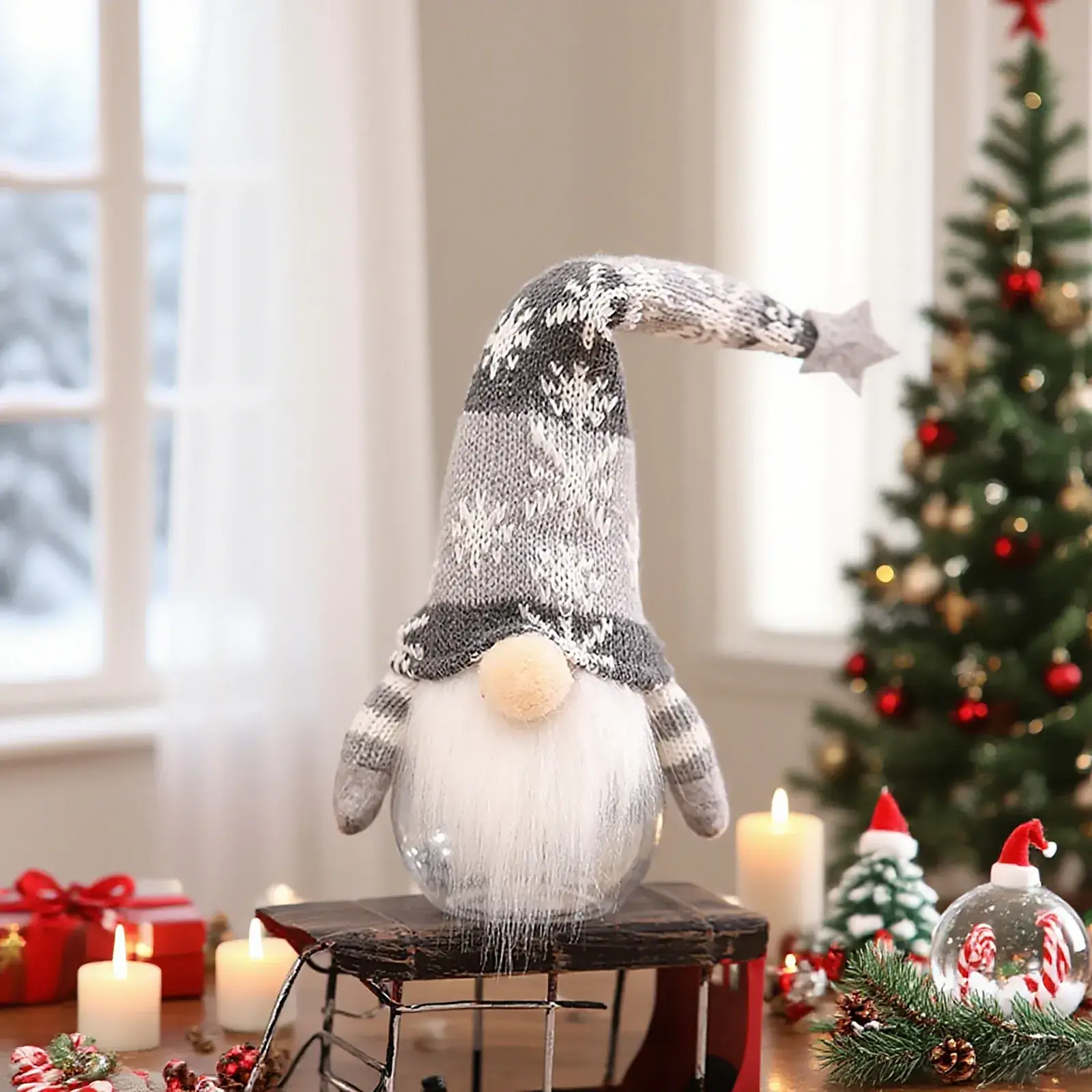 Knitted Snow Gnome Christmas Decorator Small - Image 2