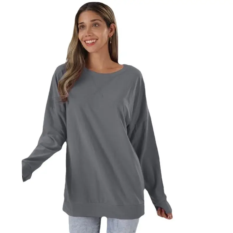 Black Round Neck Long Sleeve Top for Women - Image 12