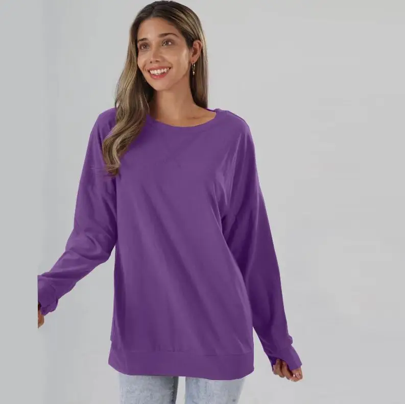 Black Round Neck Long Sleeve Top for Women - Image 2