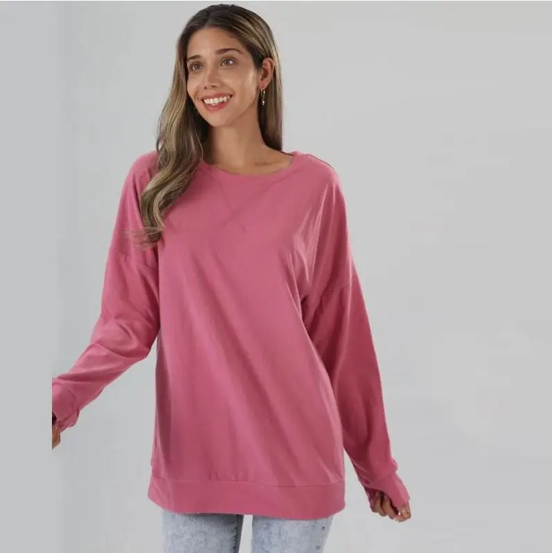 Black Round Neck Long Sleeve Top for Women - Image 3