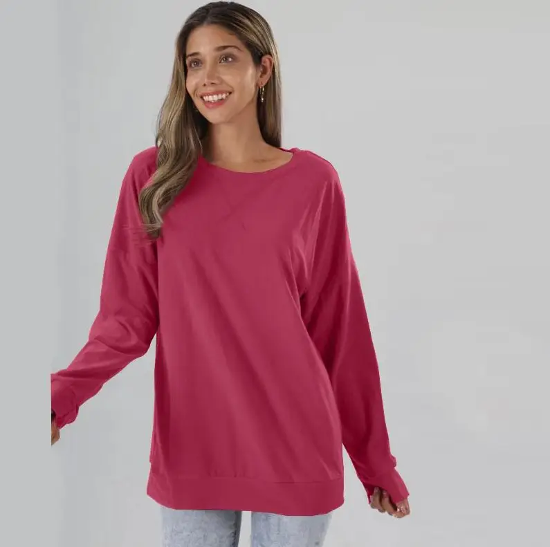 Black Round Neck Long Sleeve Top for Women - Image 4