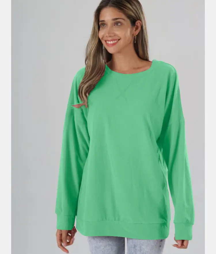 Black Round Neck Long Sleeve Top for Women - Image 6