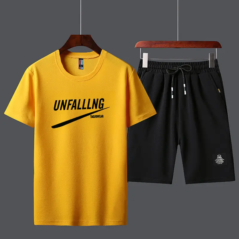 Men Unfalling Graphic Shorts Set White Black Casual Quick Dry - Image 36