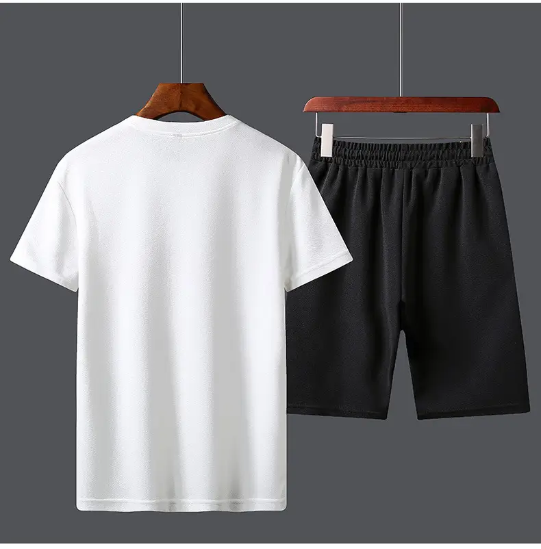 Men Unfalling Graphic Shorts Set White Black Casual Quick Dry — feature 42