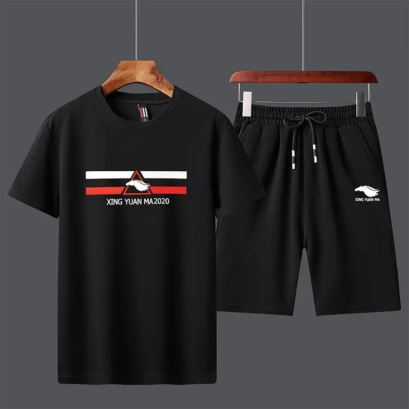 Men Unfalling Graphic Shorts Set White Black Casual Quick Dry - Image 10