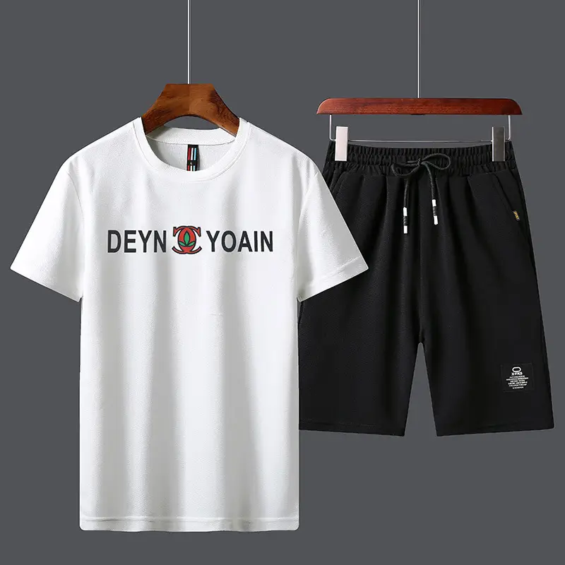 Men Unfalling Graphic Shorts Set White Black Casual Quick Dry - Image 20